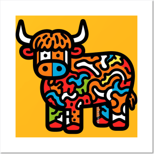 Graphic Scottish Cow Posters and Art